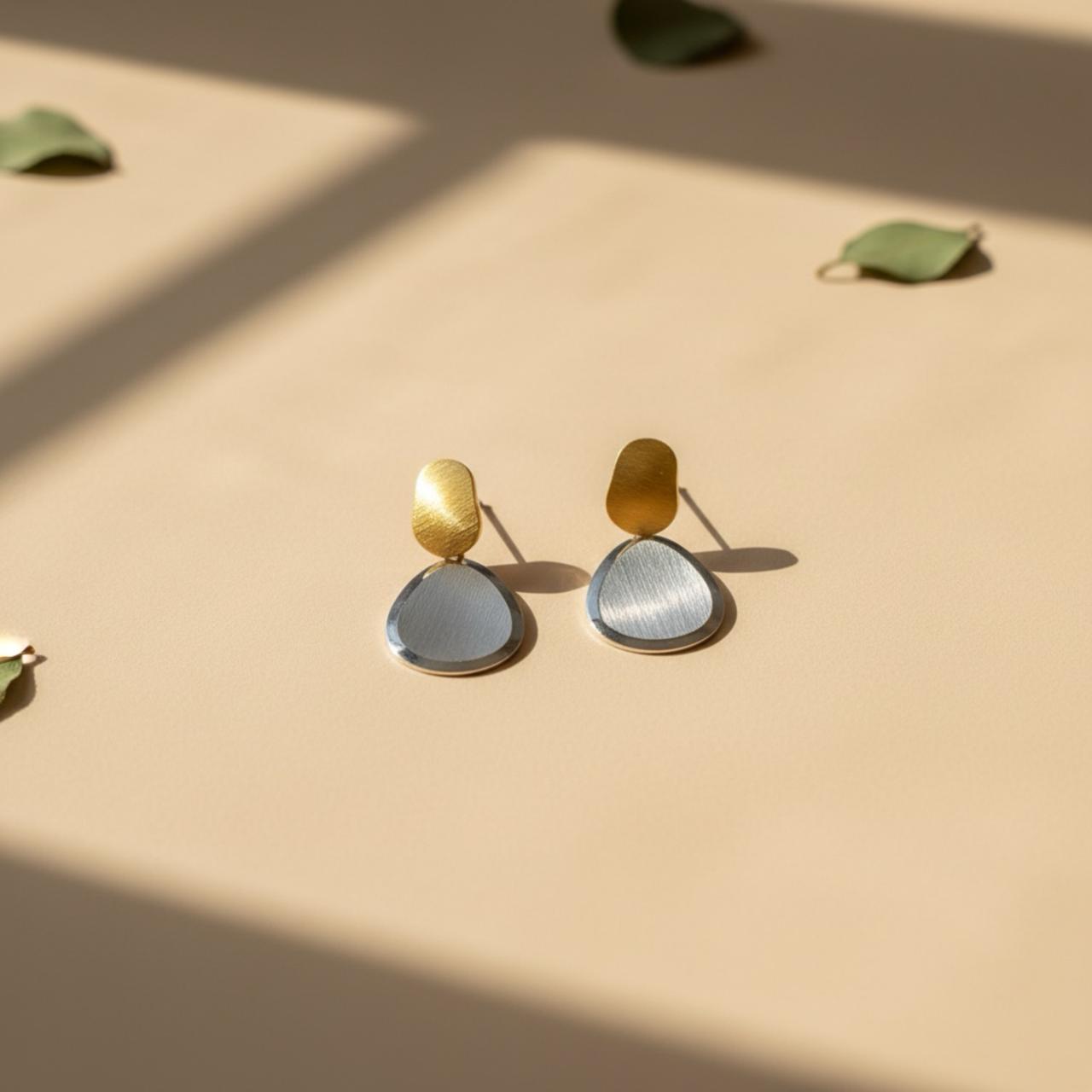 Geometric Gold Drop Earrings for Women | Anti-Tarnish Korean Modern Jewellery