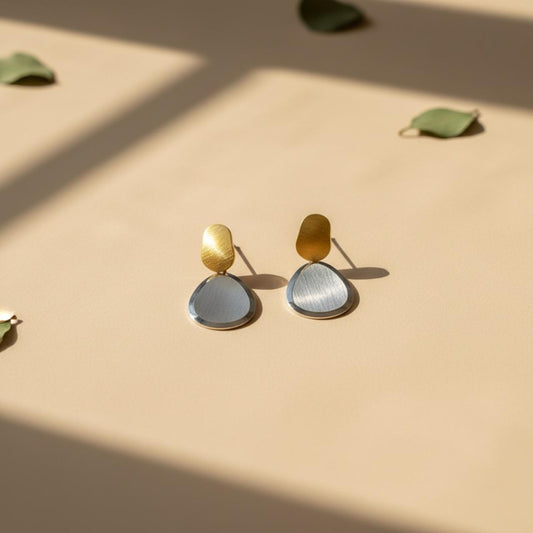 Geometric Gold Drop Earrings for Women | Anti-Tarnish Korean Modern Jewellery