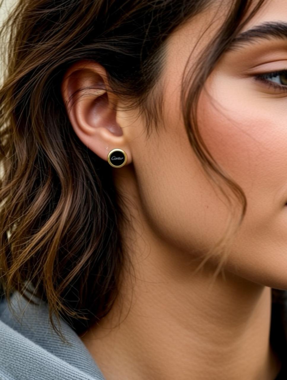 Minimal Black Stud Earrings for Women