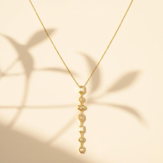 Gold Drop Charm Necklace